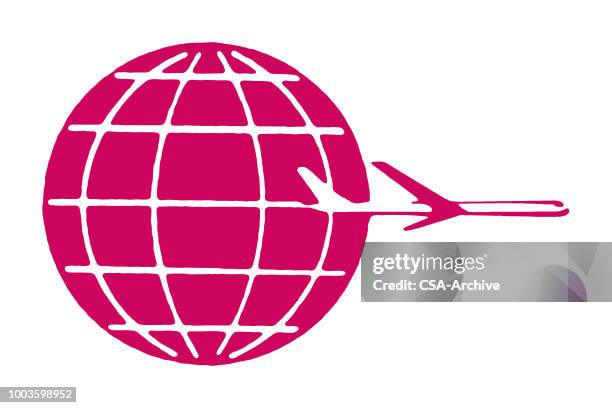 airplane and globe - two planes stock illustrations