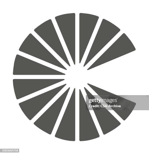 c shaped pie pieces - circle shaped stock illustrations