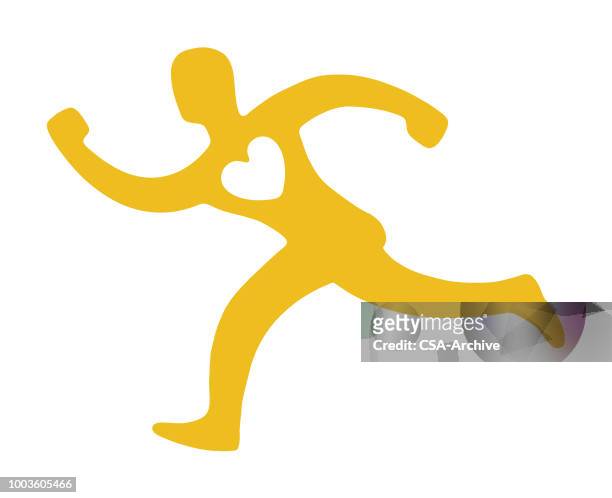 man with heart running - sprint logo stock illustrations