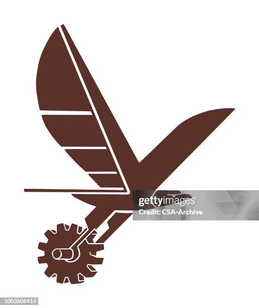 eagle and gear - working animals stock illustrations