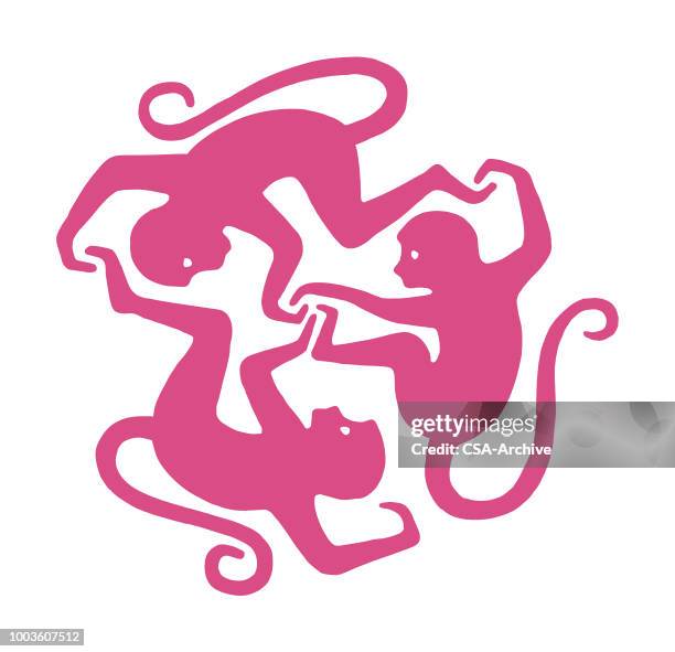 three monkey design - monkey stock illustrations