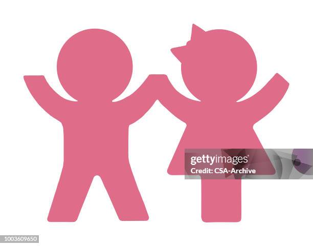 ilustrações de stock, clip art, desenhos animados e ícones de sihouette of a boy and girl - mannerism