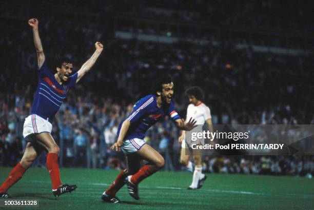 Michel Platini lors du match France-Portugal pendant l'Euro 84 le 23 juin 1984 à Marseille, France.