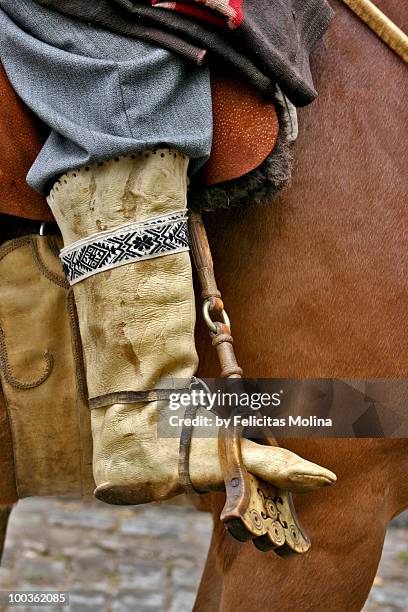 gaucho boot and stirrup - argentina gaucho stock pictures, royalty-free photos & images