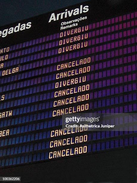 all arrivals cancelled - cancelled single word fotografías e imágenes de stock