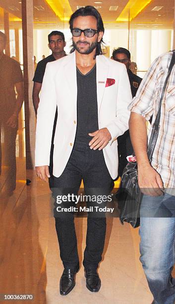 Bollywood actor and brand ambassador of Wynncom Mobile Phones Saif Ali Khan during the launch of the company's phones in Mumbai on May 21, 2010.