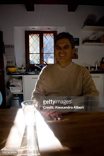 The chef Pietro Leemann in his home poses for a portraits session on February 12, 2008 in Giumaglio, Italy