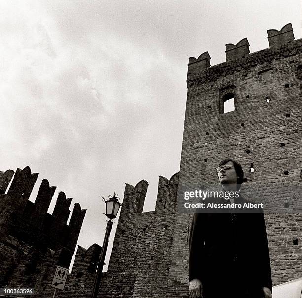 Carlo Brandelli the design director of the english brand Kilgour, the menswear, poses for a portraits session on August 12, 2006 in Castell'Arquato,...