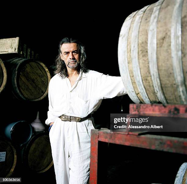 The wine consultant Gelasio Gaetani d'Aragona Lovatelli poses for a portraits session in the Villa Argiano on July 12, 2006 in Argiano, Italy