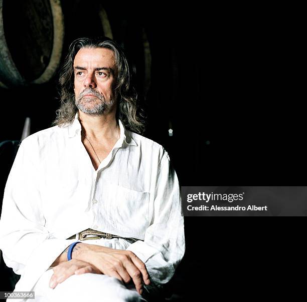 The wine consultant Gelasio Gaetani d'Aragona Lovatelli poses for a portraits session in the Villa Argiano on July 12, 2006 in Argiano, Italy