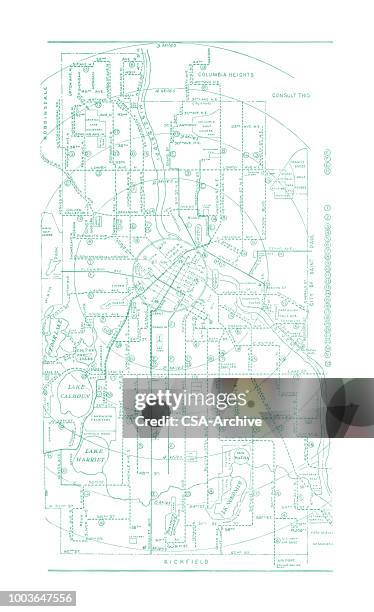 minneapolis map pattern - vintage map elements stock illustrations