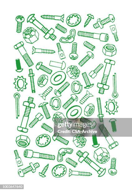 nuts and bolts pattern - nut fastener stock illustrations