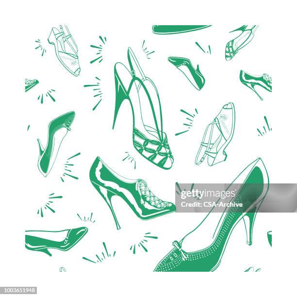 ladies shoe pattern - high heels stock illustrations