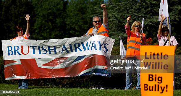 British Airways cabin crew form a picket line at Glasgow Airport on May 24, 2010 in Glasgow, Scotland. The company's cabin crew have begun a five-day...