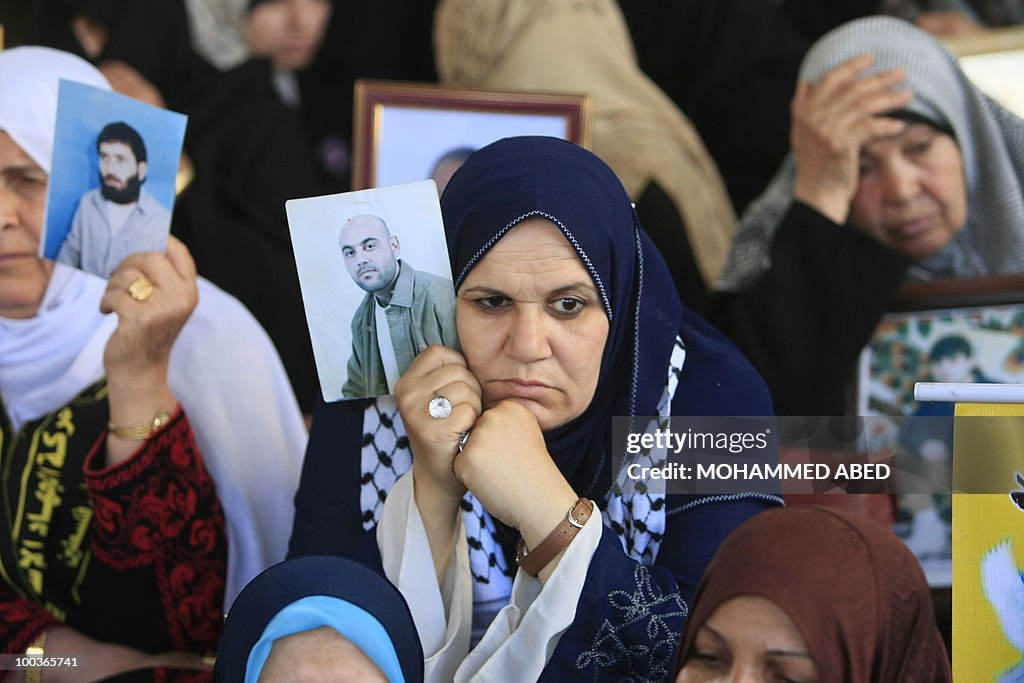 Palestinian women take part in a protest