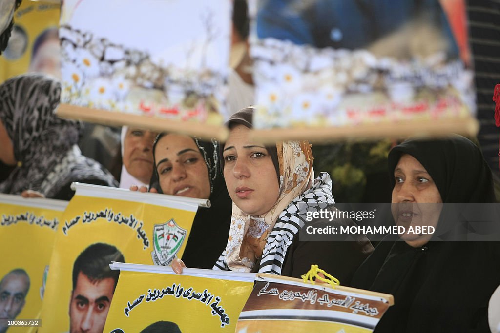 Palestinian women take part in a protest