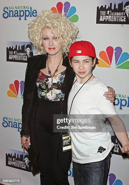 Singer Cyndi Lauper and son attend "The Celebrity Apprentice" Season 3 finale after party at the Trump SoHo on May 23, 2010 in New York City.