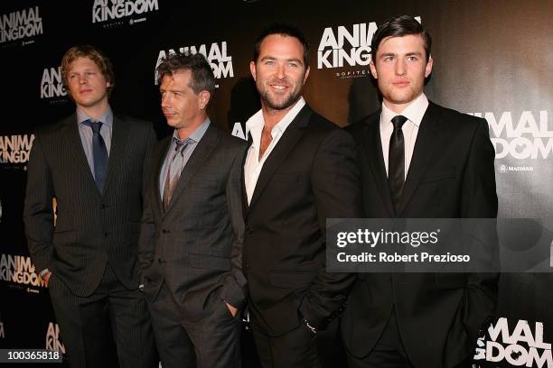 Luke Ford, Ben Mendelsohn, Sullivan Stapleton and James Frecheville arrive at the premiere of "Animal Kingdom" at Hoyts Melbourne Central on May 24,...