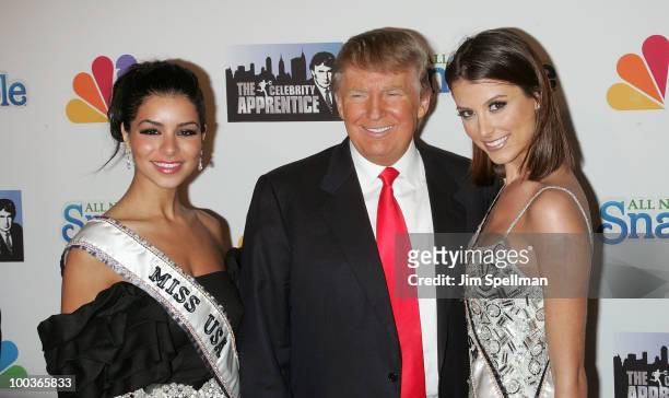 Miss USA Rima Fakih, Donald Trump and Miss Universe Stefania Fernandez attends "The Celebrity Apprentice" Season 3 finale after party at the Trump...