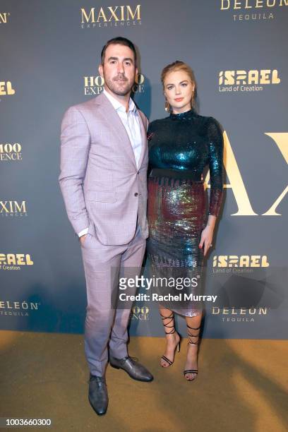 Model Kate Upton and husband Justin Verlander attend The 2018 Maxim Hot 100 Party at Hollywood Palladium on July 21, 2018 in Los Angeles, California.