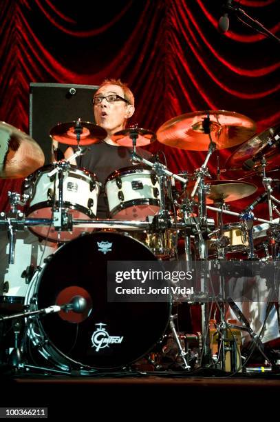 Vinnie Colaiuta performs with Jeff Beck on stage at Poble Espanyol on July 22, 2009 in Barcelona, Spain.