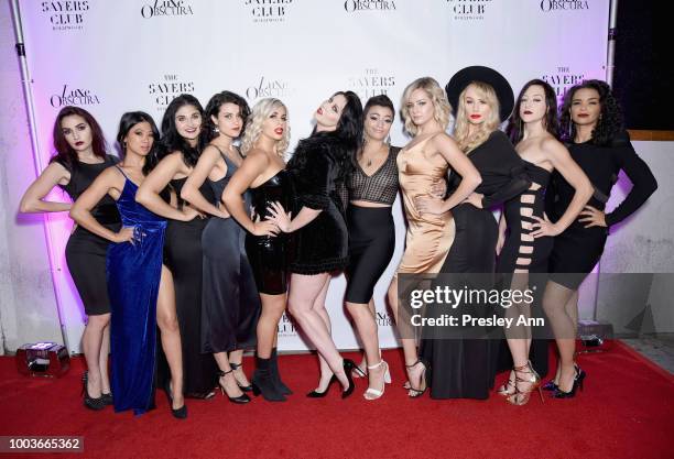 Molly D'amour and Luxe Obscura performers attend Private VIP Premier of Luxe Obscura at The Sayers Club on July 21, 2018 in Hollywood, California.