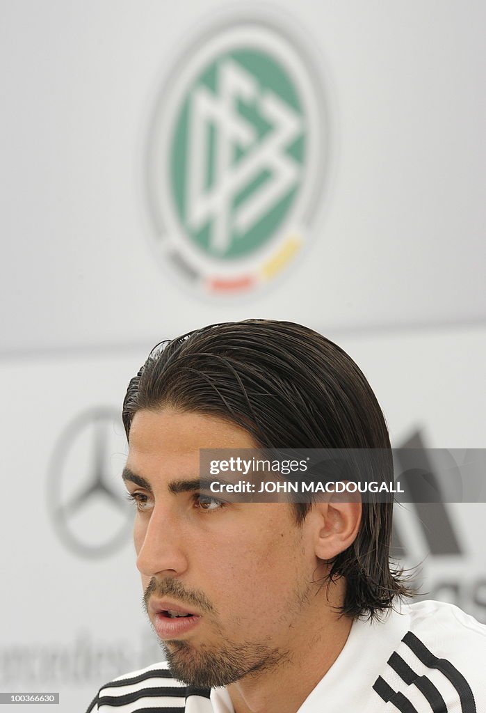 Germany's midfielder Sami Khedira addres