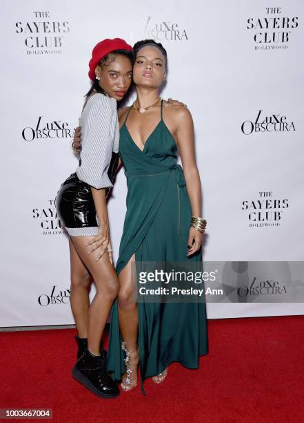 Gleveen McBeth and Megan Gage attend Private VIP Premier of Luxe Obscura at The Sayers Club on July 21, 2018 in Hollywood, California.