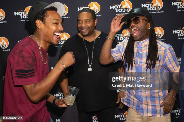 Roc, Sir-Mix-A-Lot and Kaine of the Ying Yang Twins performs on stage during the All Star Throwback Jam hosted by HOT 103.7 at ShoWare Center on July...