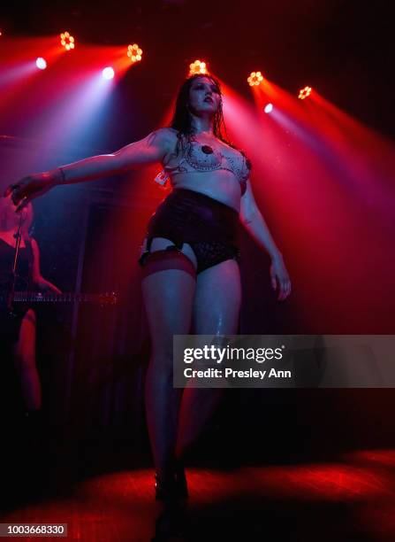 Molly D'amour performs onstage during Private VIP Premier of Luxe Obscura at The Sayers Club on July 21, 2018 in Hollywood, California.