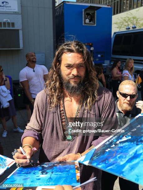 Jason Momoa is seen attending DC Entertainment's Warner Bros. Pictures 'Aquaman' Autograph Signing during Comic-Con International 2018 at San Diego...