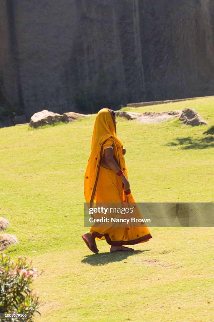 Traditional Indian Woman in Mahabalipuram India.