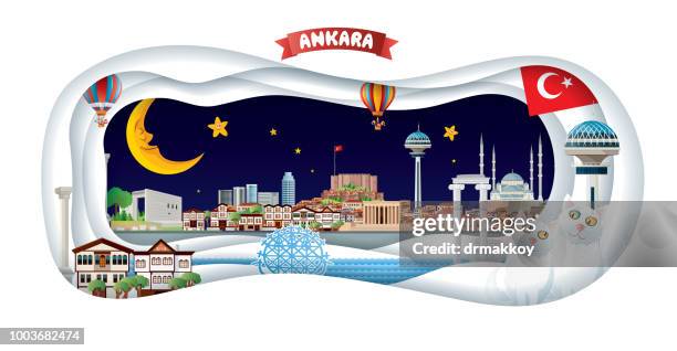 turkey, ankara - cut paper scene stock illustrations