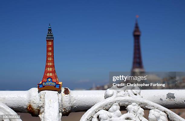 In this photo illustration a souvenir model of Blackpool Tower stands in the sunshine after it was announced that a refuribishment grant is to be...