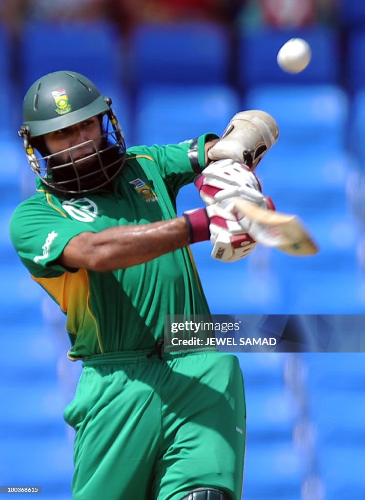 South African cricketer Hashim Amla play