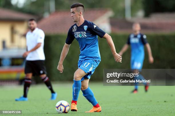 Arnel Jakupovic of Empoli FC in action during the Pre-Season Friendly match between Pro Vercelli and Empoli FC on July 21, 2018 in Florence, Italy.