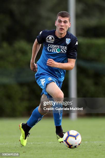 Jakob Rasmussen of Empoli FC in action during the Pre-Season Friendly match between Pro Vercelli and Empoli FC on July 21, 2018 in Florence, Italy.