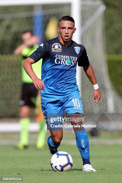 Ismael Bennacer of Empoli FC in action during the Pre-Season Friendly match between Pro Vercelli and Empoli FC on July 21, 2018 in Florence, Italy.