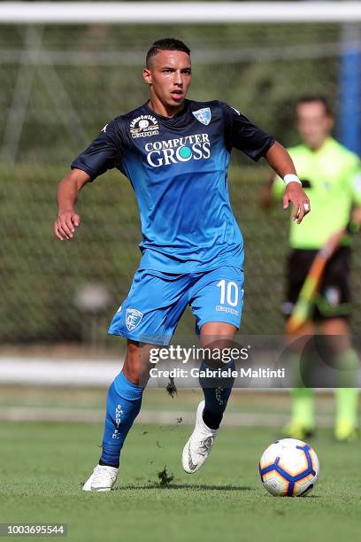 Ismael Bennacer of Empoli FC in action during the Pre-Season Friendly match between Pro Vercelli and Empoli FC on July 21, 2018 in Florence, Italy.