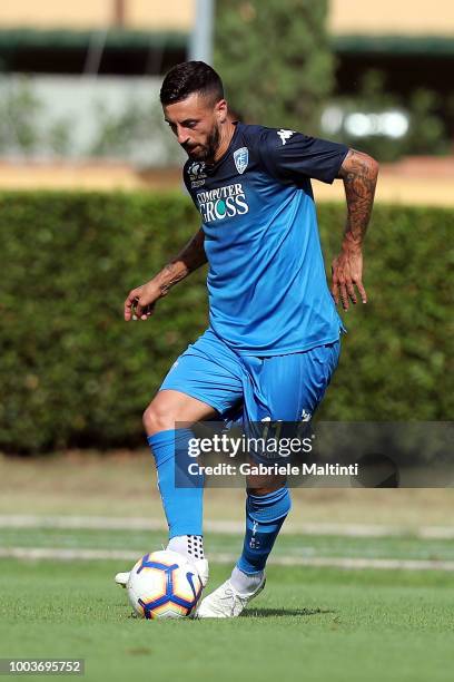 Francesco Caputo of Empoli FC in action during the Pre-Season Friendly match between Pro Vercelli and Empoli FC on July 21, 2018 in Florence, Italy.