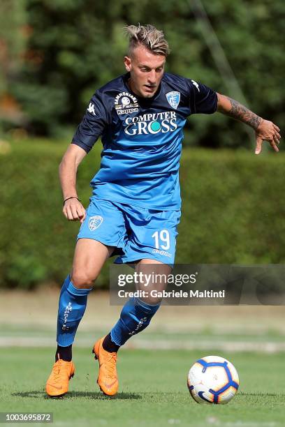 Antonino La Gumina of Empoli FC in action during the Pre-Season Friendly match between Pro Vercelli and Empoli FC on July 21, 2018 in Florence, Italy.