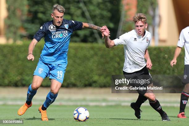 Antonino La Gumina of Empoli FC in action during the Pre-Season Friendly match between Pro Vercelli and Empoli FC on July 21, 2018 in Florence, Italy.
