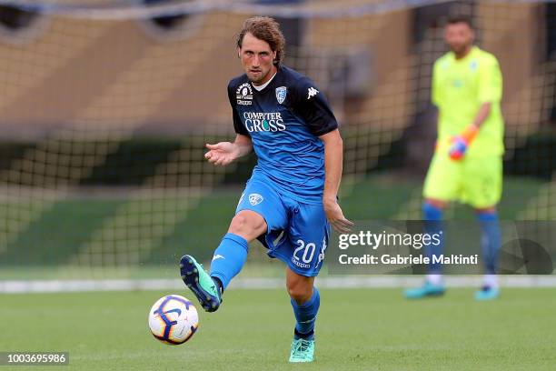 Lorenzo Lollo of Empoli FC in action during the Pre-Season Friendly match between Pro Vercelli and Empoli FC on July 21, 2018 in Florence, Italy.