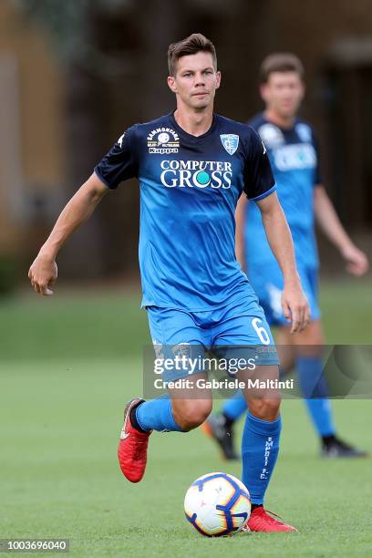 Miha Zajc of Empoli FC in action during the Pre-Season Friendly match between Pro Vercelli and Empoli FC on July 21, 2018 in Florence, Italy.
