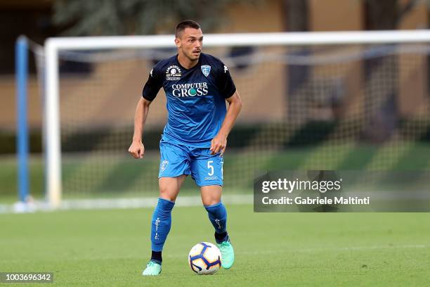 Frederic Veseli of Empoli FC in action during the Pre-Season Friendly match between Pro Vercelli and Empoli FC on July 21, 2018 in Florence, Italy.