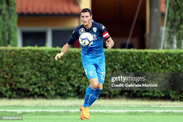 Manuel Pasqual of Empoli FC in action during the Pre-Season Friendly match between Pro Vercelli and Empoli FC on July 21, 2018 in Florence, Italy.