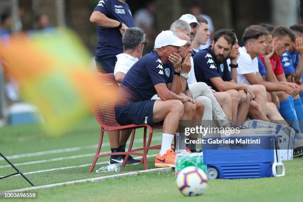 Aurelio Andreazzoli manager of Empoli FC during the Pre-Season Friendly match between Pro Vercelli and Empoli FC on July 21, 2018 in Florence, Italy.
