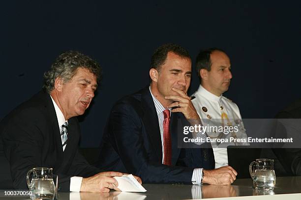 Prince Felipe of Spain and Angel Maria Villar attend the opening of the Spanish Football Federation Museum on May 24, 2010 in Madrid, Spain.