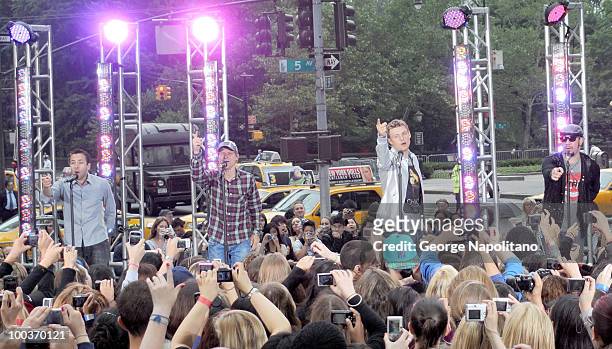 Howie Dorough, Brian Littrell, Nick Carter and A. J. McLean of the Backstreet Boys perform on CBS' The Early Show Summer Concert Series at the CBS...