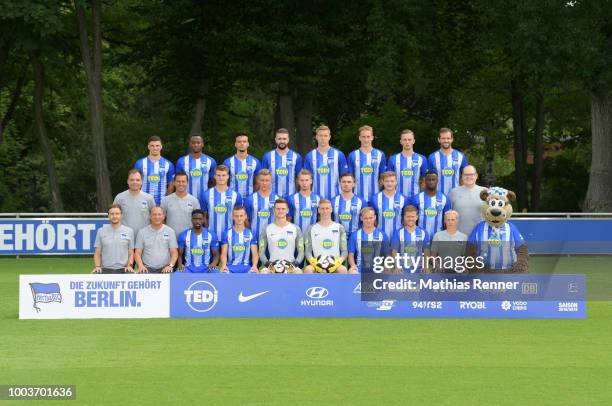 Top row: Nikos Zografakis, Will Siakam, Maurice Klehr, Lukas Kraeft, Anthony Roczen, Florian Krebs, Maximilian Storm, Rico Morack of Hertha BSC U23...